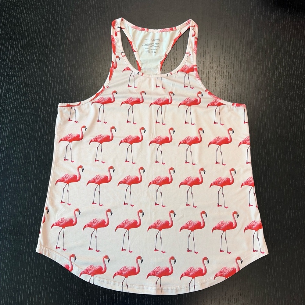 Flamingo Print Racerback Tank Top - Pink Flamingo Pattern